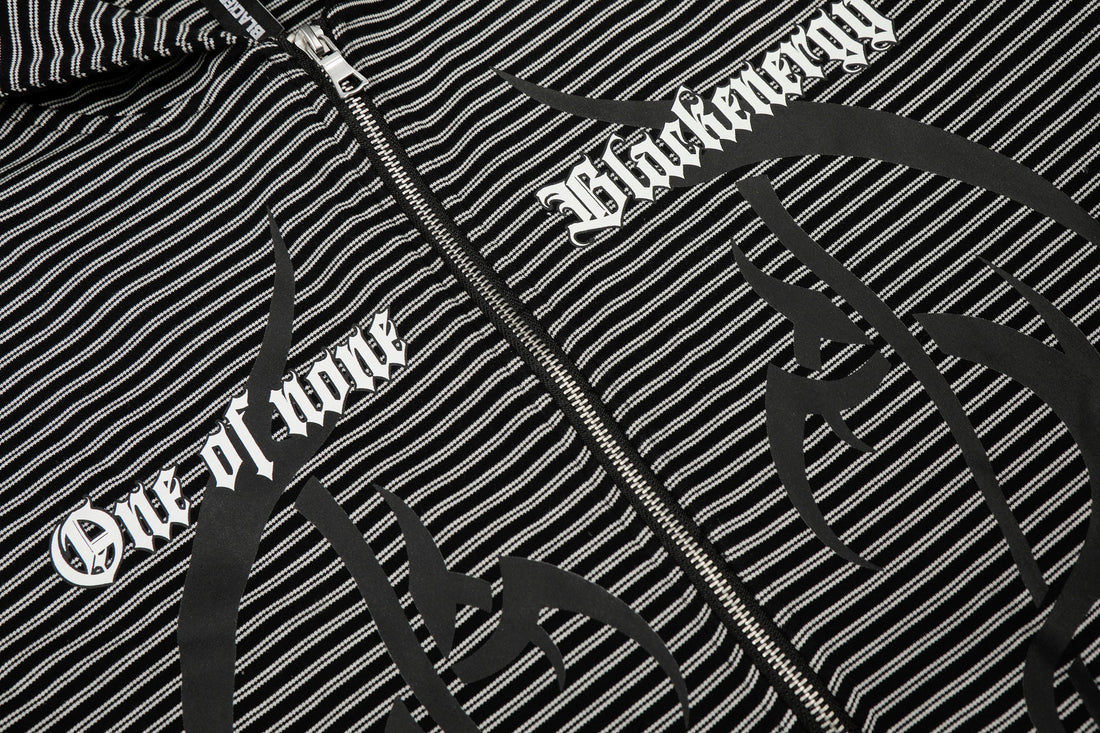 3-6-5.shop Striped Graphic Zip Hoodie