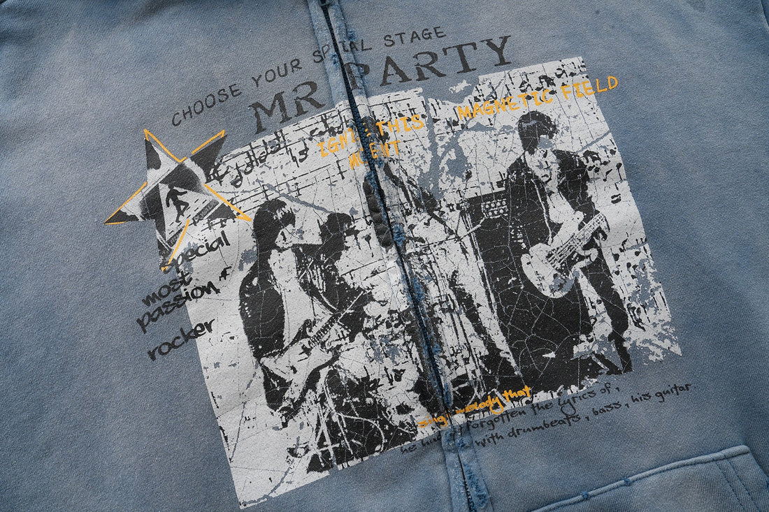 3-6-5.shop Vintage Graphic Zip-Up Hoodie