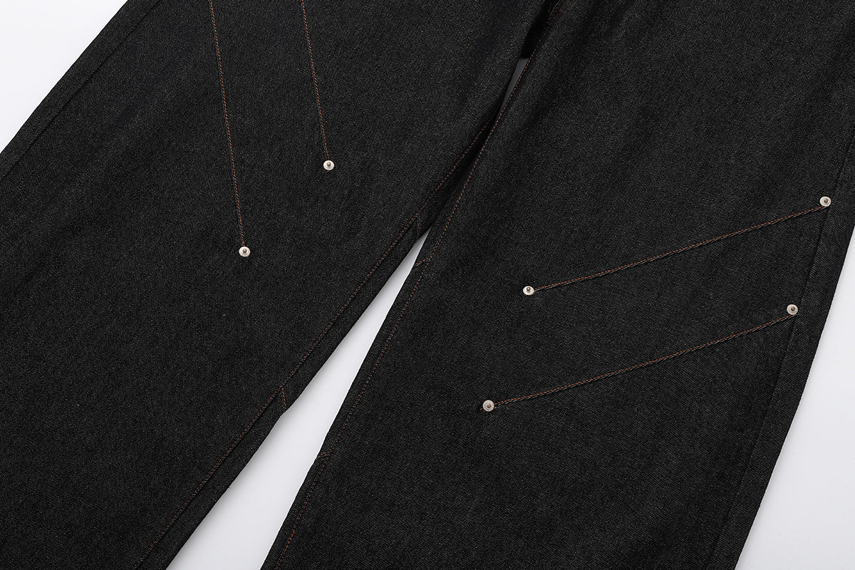 3-6-5.shop Curved Rivet Denim Pants