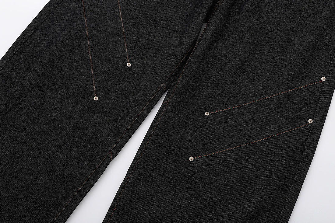 3-6-5.shop Curved Rivet Denim Pants