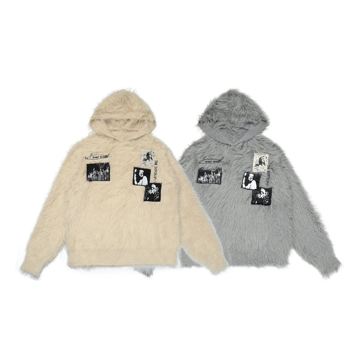 3-6-5.shop Fuzzy Patch Knit Sweater