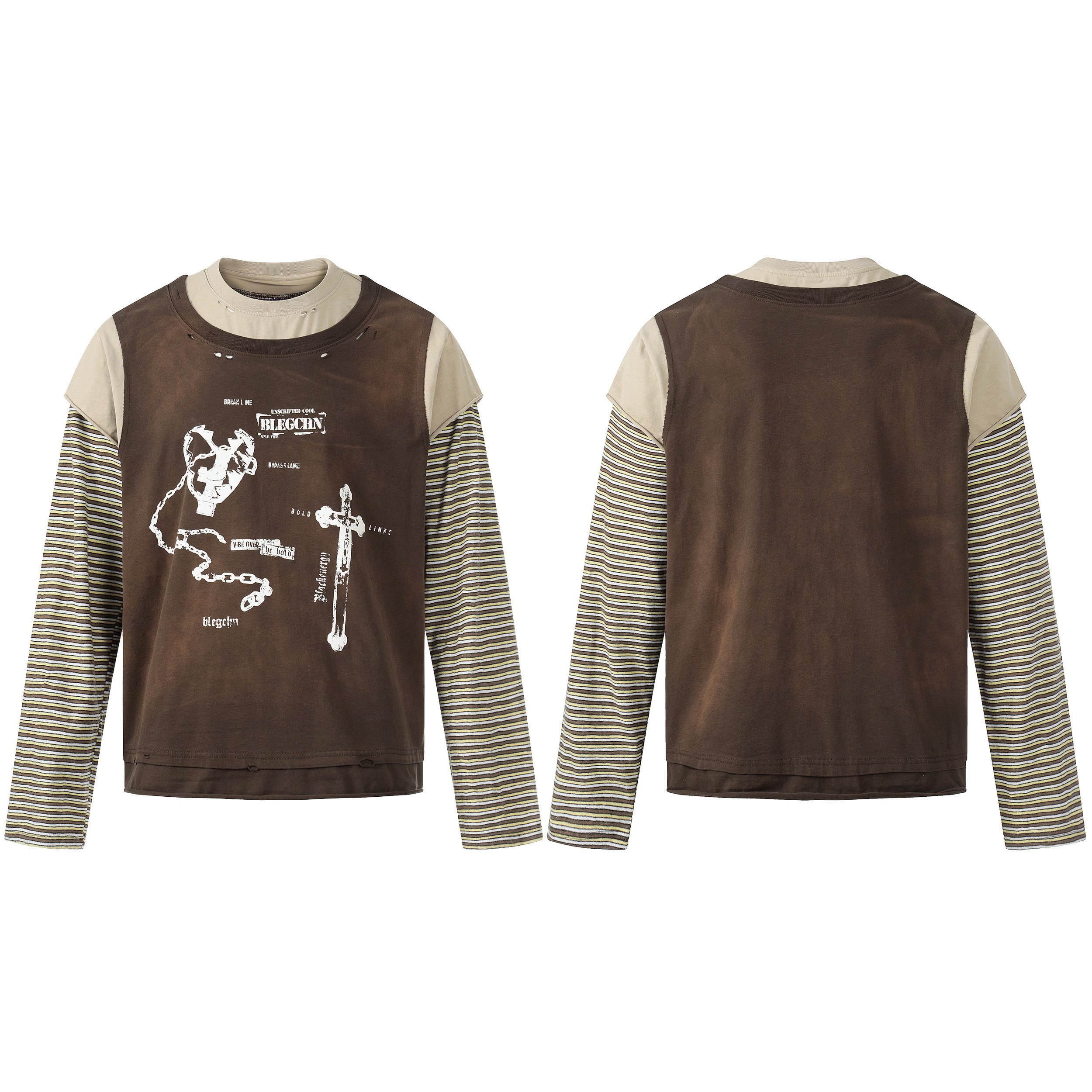 3-6-5.shop Layered Long Sleeve Graphic T-Shirt