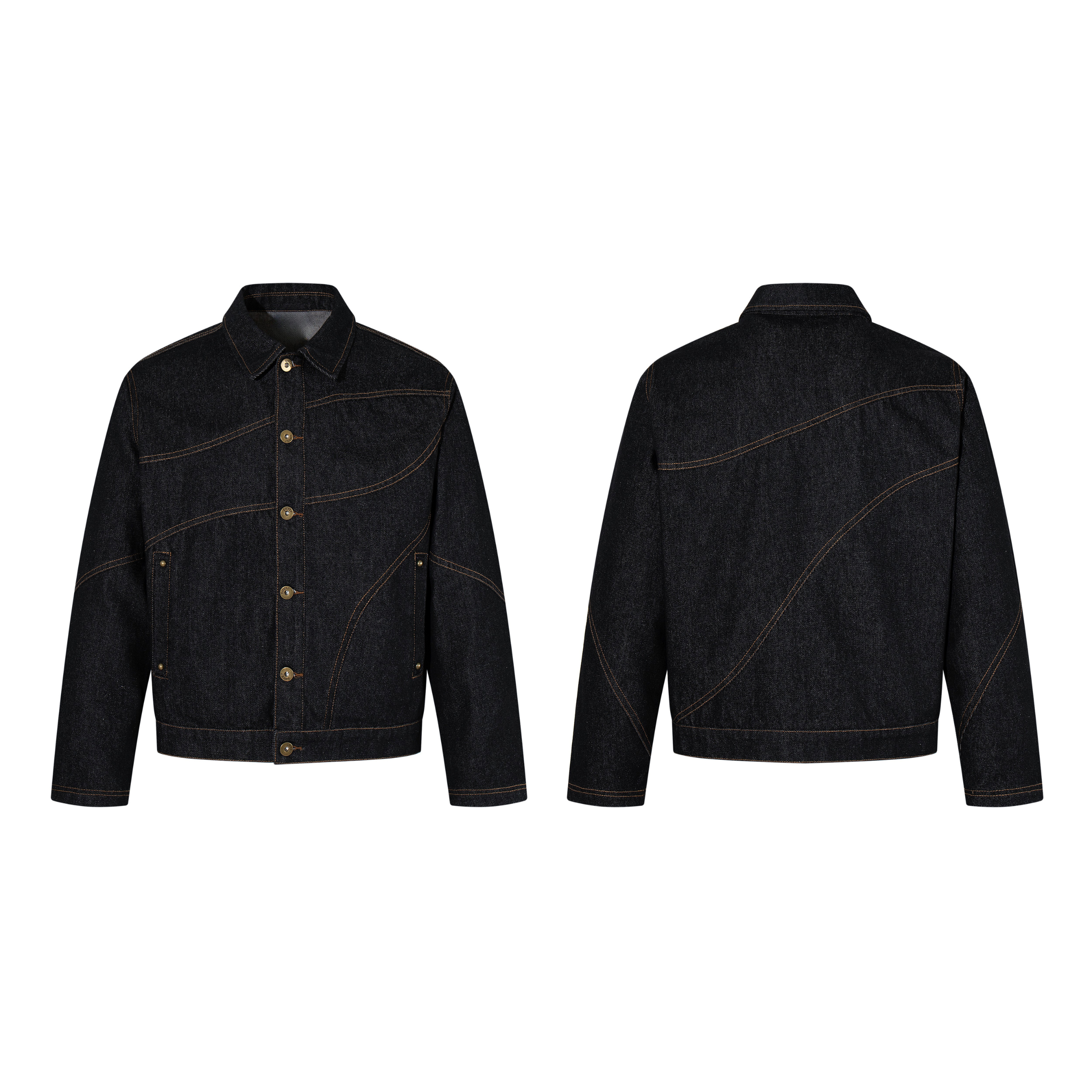 3-6-5.shop Curved Seam Denim Jacket