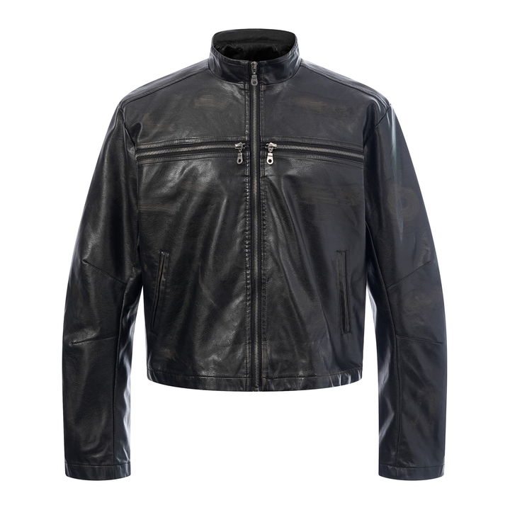 3-6-5.shop PU Leather Zip Jacket