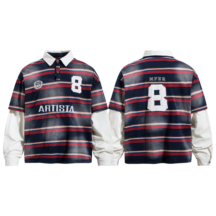 3-6-5.shop Layered Stripe Polo Long-Sleeve