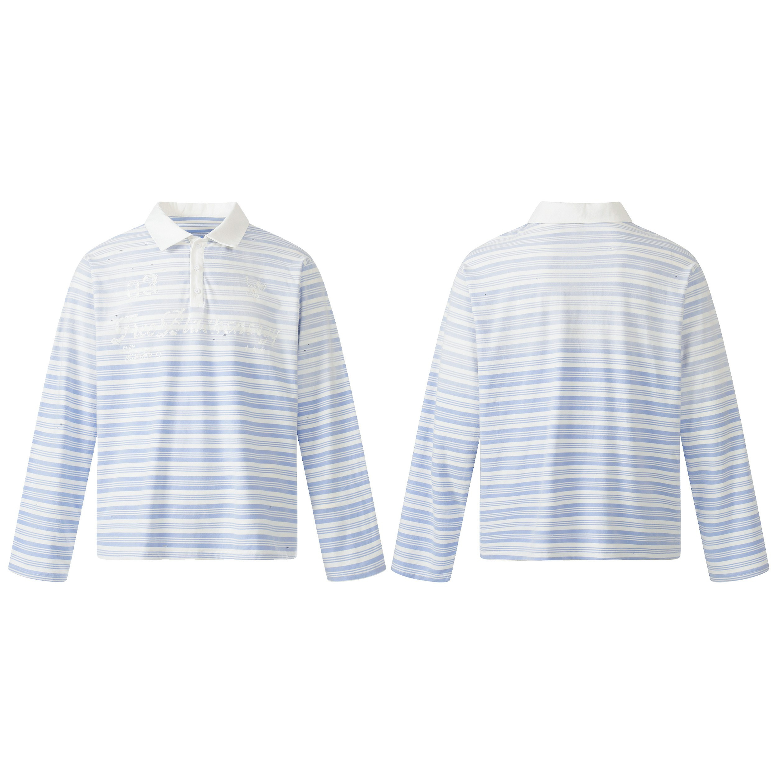 3-6-5.shop Striped Long Sleeve Polo Shirt