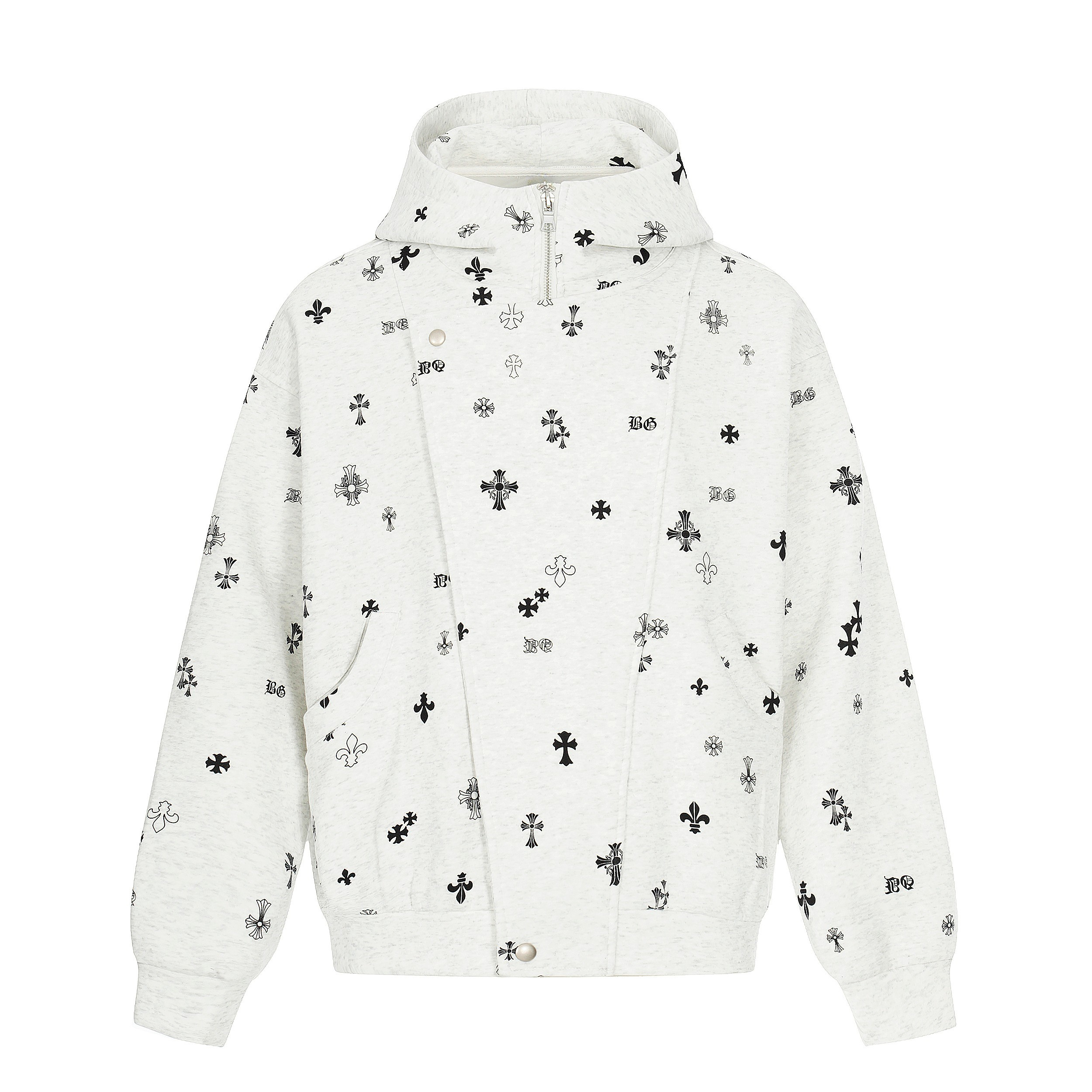 3-6-5.shop All-Over Cross Print Hooded Jacket