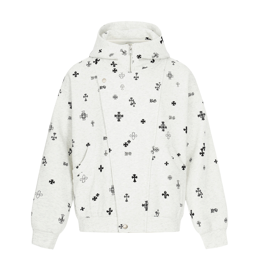 3-6-5.shop All-Over Cross Print Hooded Jacket