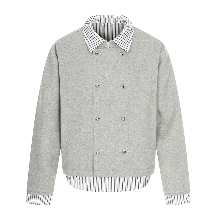 3-6-5.shop Double-Breasted Layered Stripe Jacket