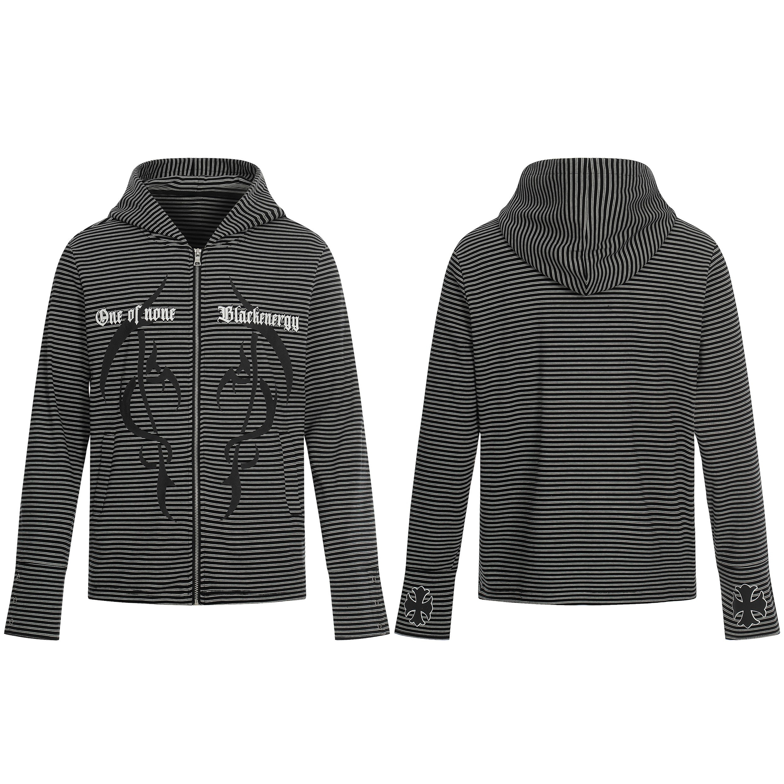 3-6-5.shop Striped Graphic Zip Hoodie