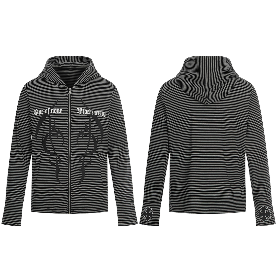 3-6-5.shop Striped Graphic Zip Hoodie