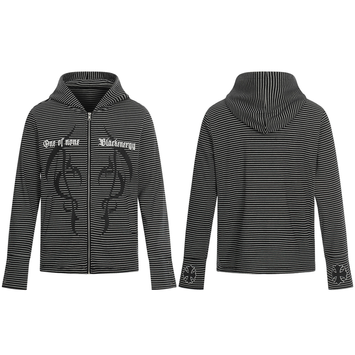3-6-5.shop Striped Graphic Zip Hoodie