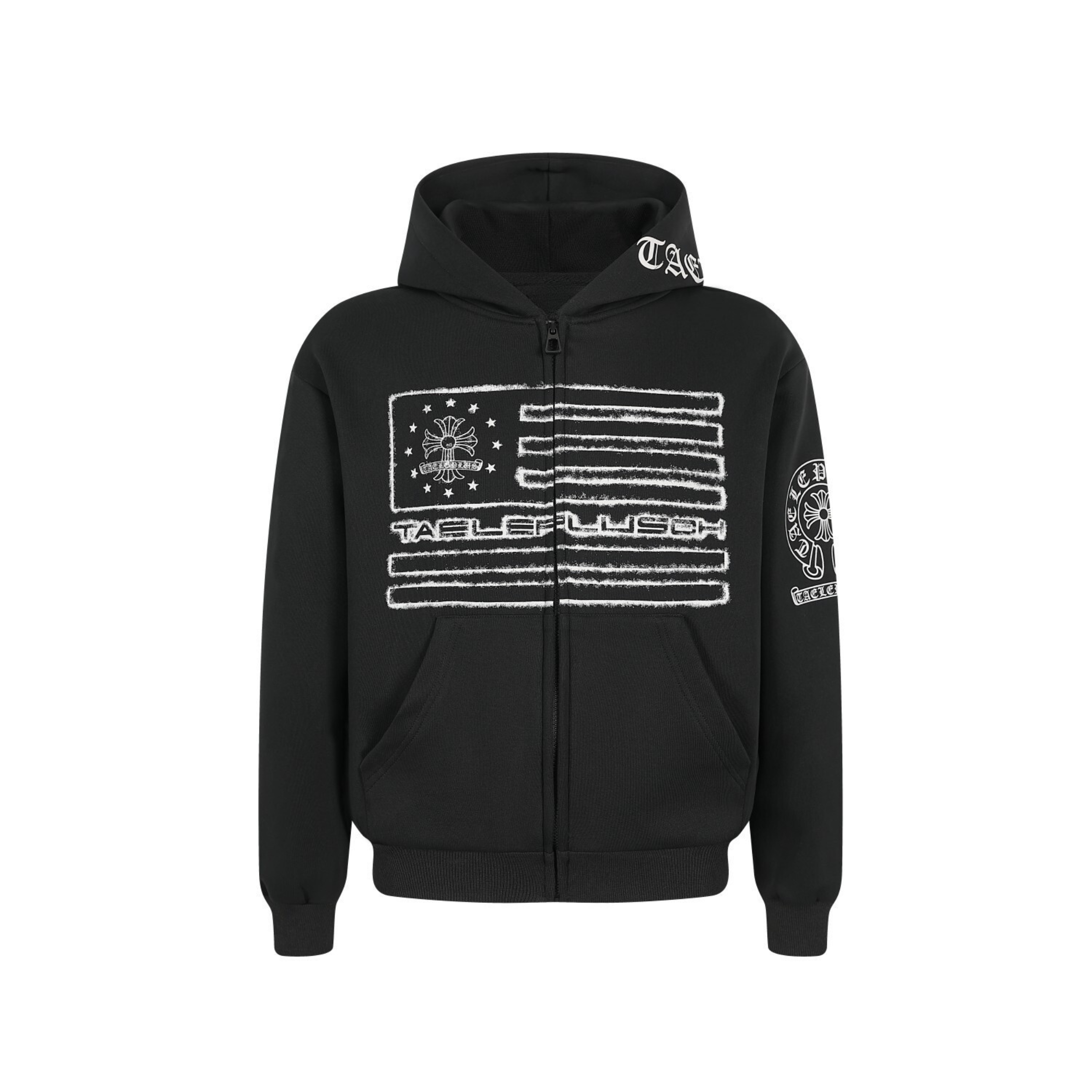 3-6-5.shop Vintage Flag Zip Hoodie