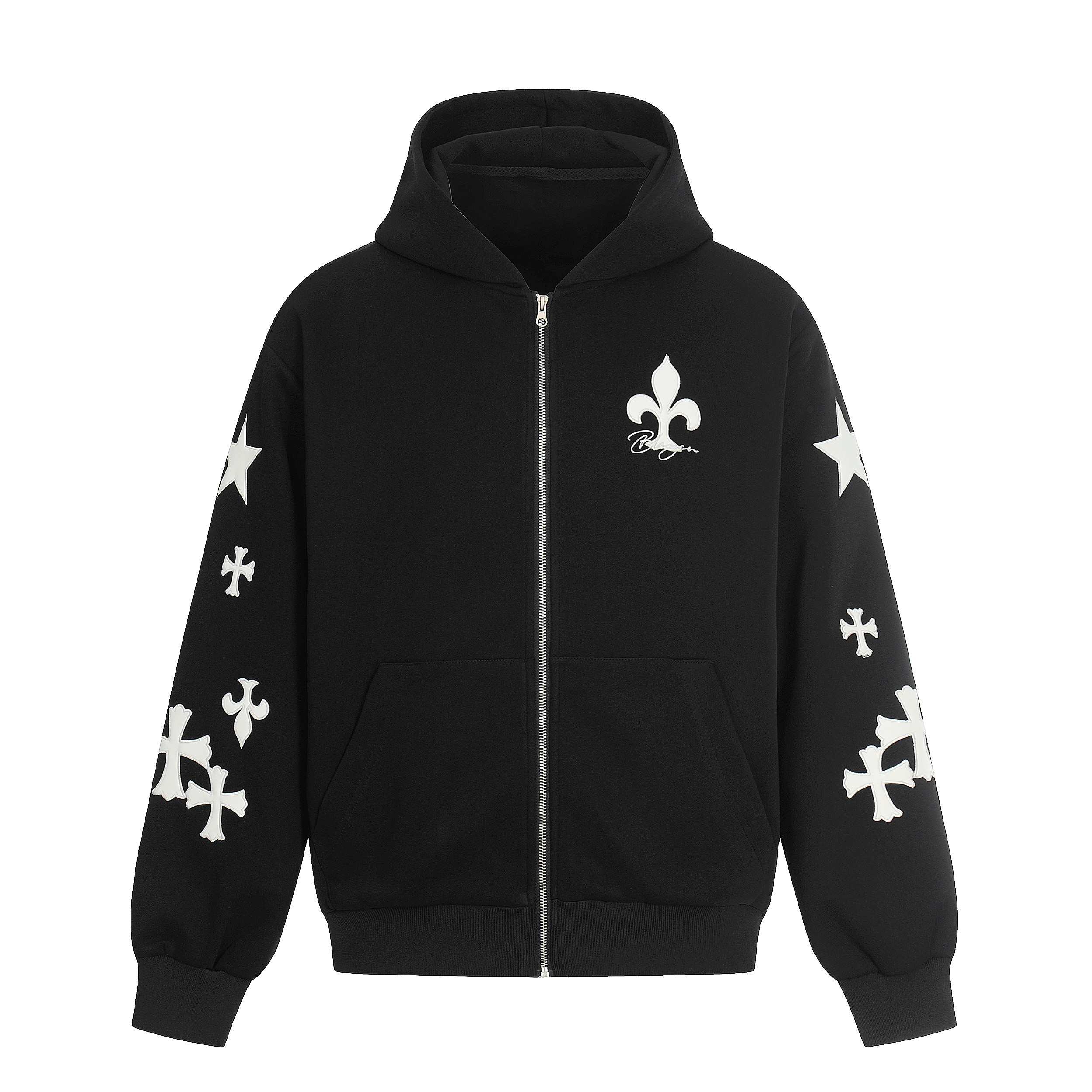 3-6-5.shop Cross Emblem Zip Hoodie