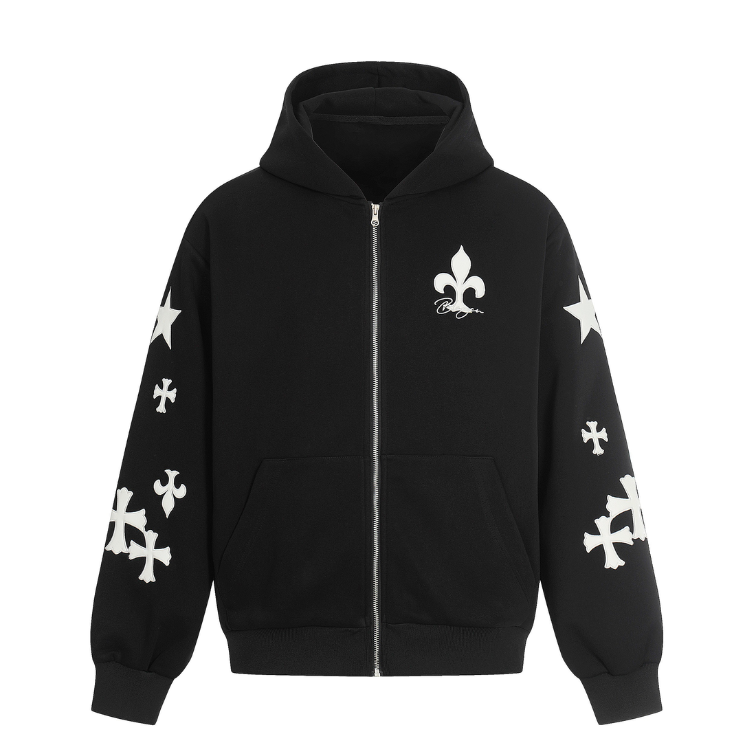 3-6-5.shop Cross Emblem Zip Hoodie