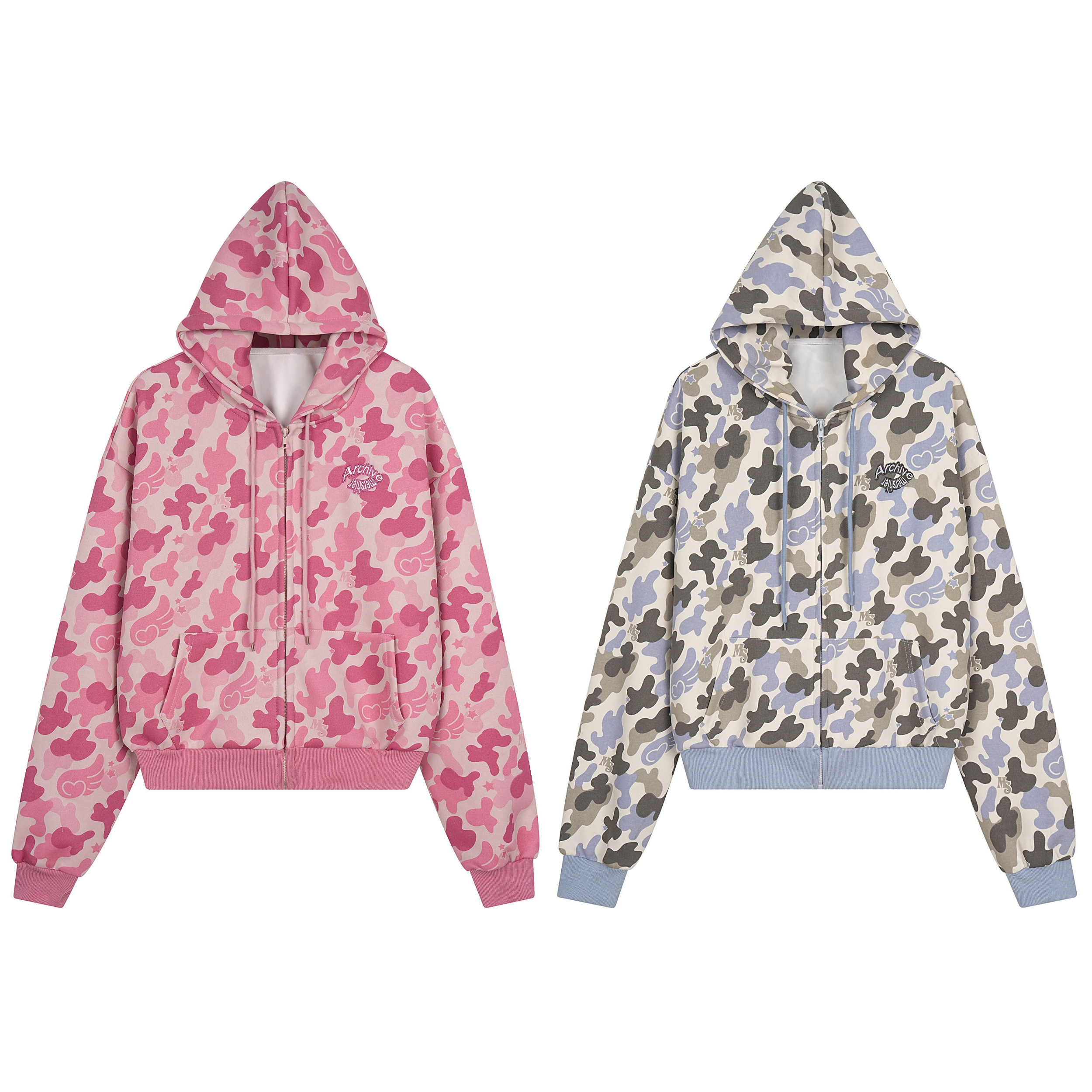 3-6-5.shop Camo Graphic Zip-Up Hoodie