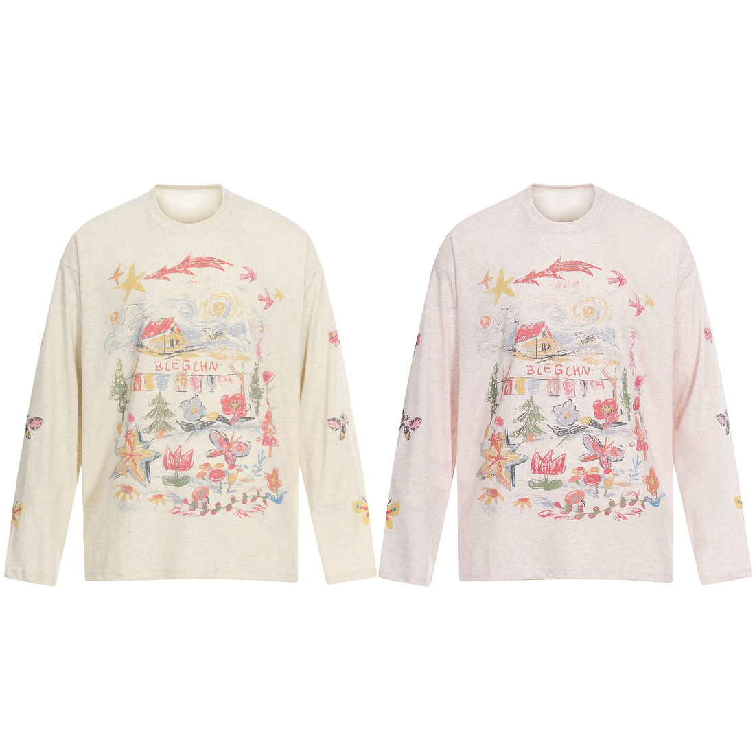 3-6-5.shop Hand-Drawn Art Graphic Long Sleeve Tee