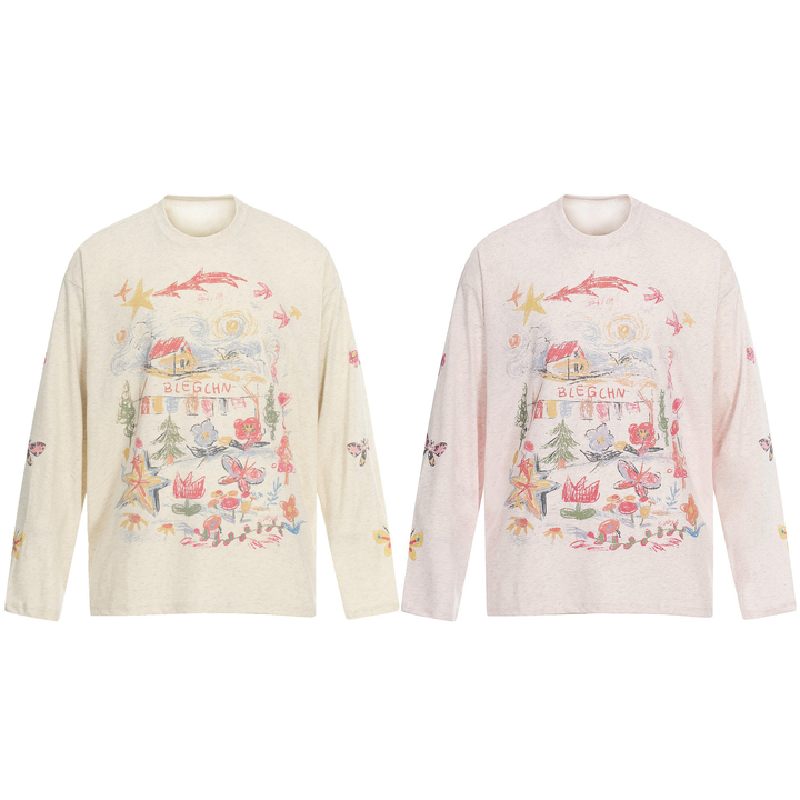 3-6-5.shop Hand-Drawn Art Graphic Long Sleeve Tee