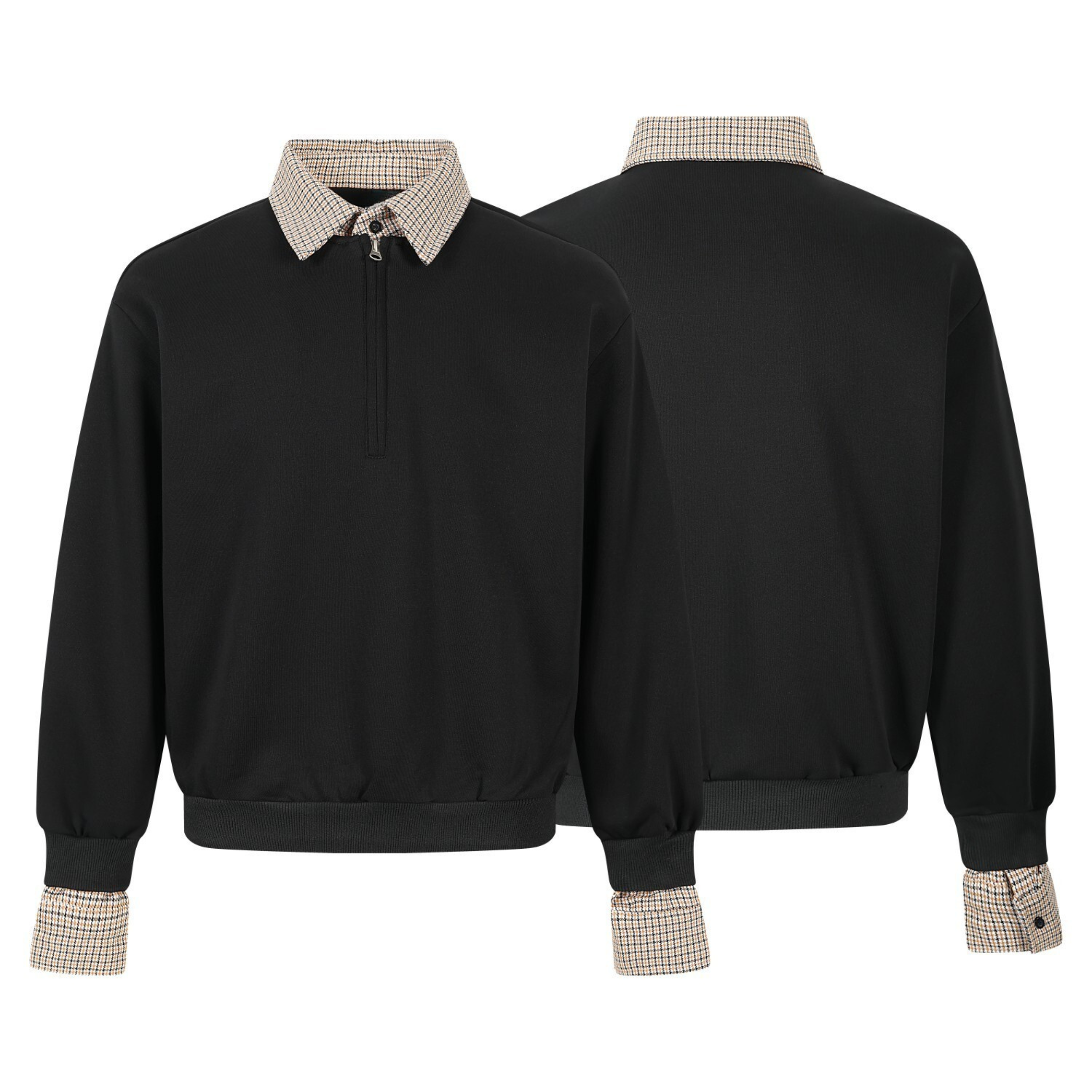 3-6-5.shop Layered Collar Half-Zip Pullover