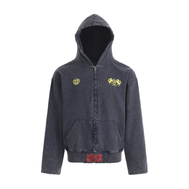 3-6-5.shop Vintage Crest Zip Hoodie