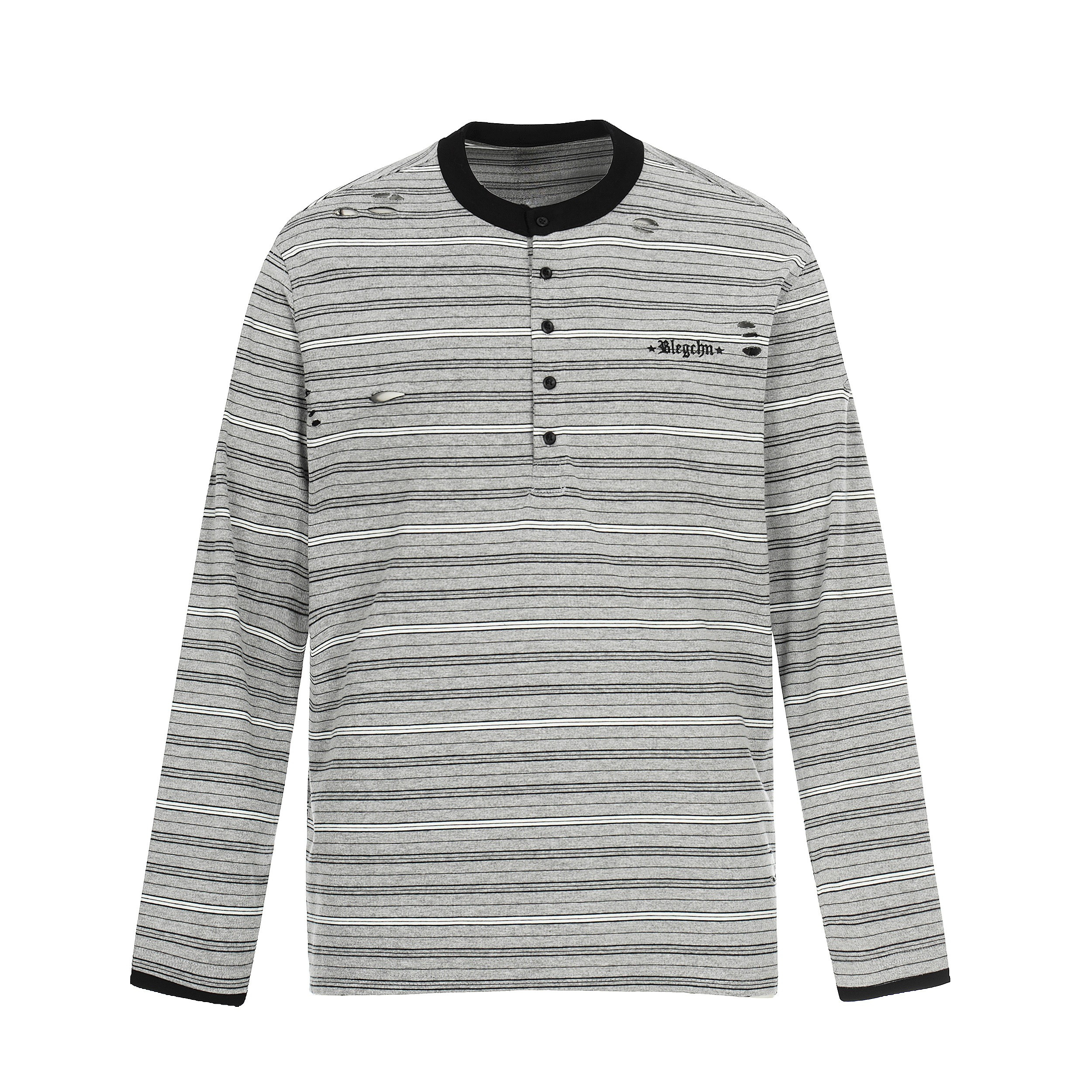 3-6-5.shop Striped Henley Long Sleeve Tee