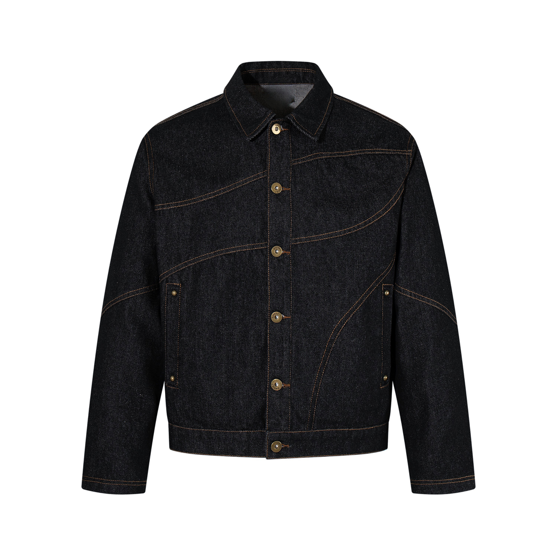 3-6-5.shop Curved Seam Denim Jacket
