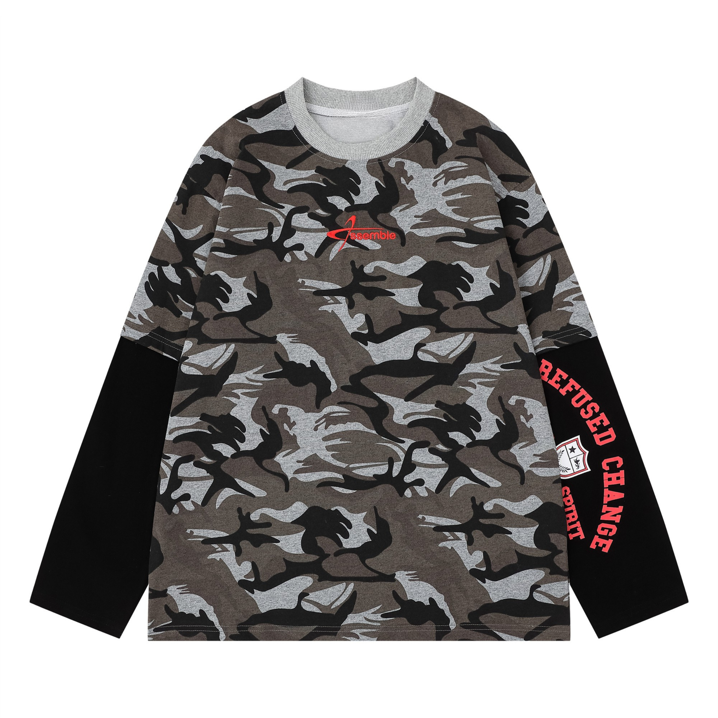 3-6-5.shop Layered Camo Long Sleeve Tee