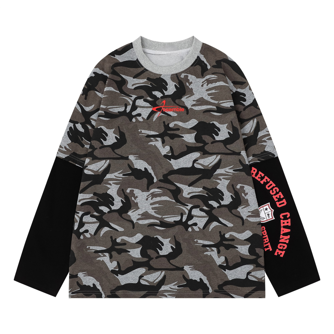 3-6-5.shop Layered Camo Long Sleeve Tee