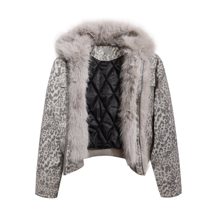 3-6-5.shop Leopard Faux Fur Collar Jacket
