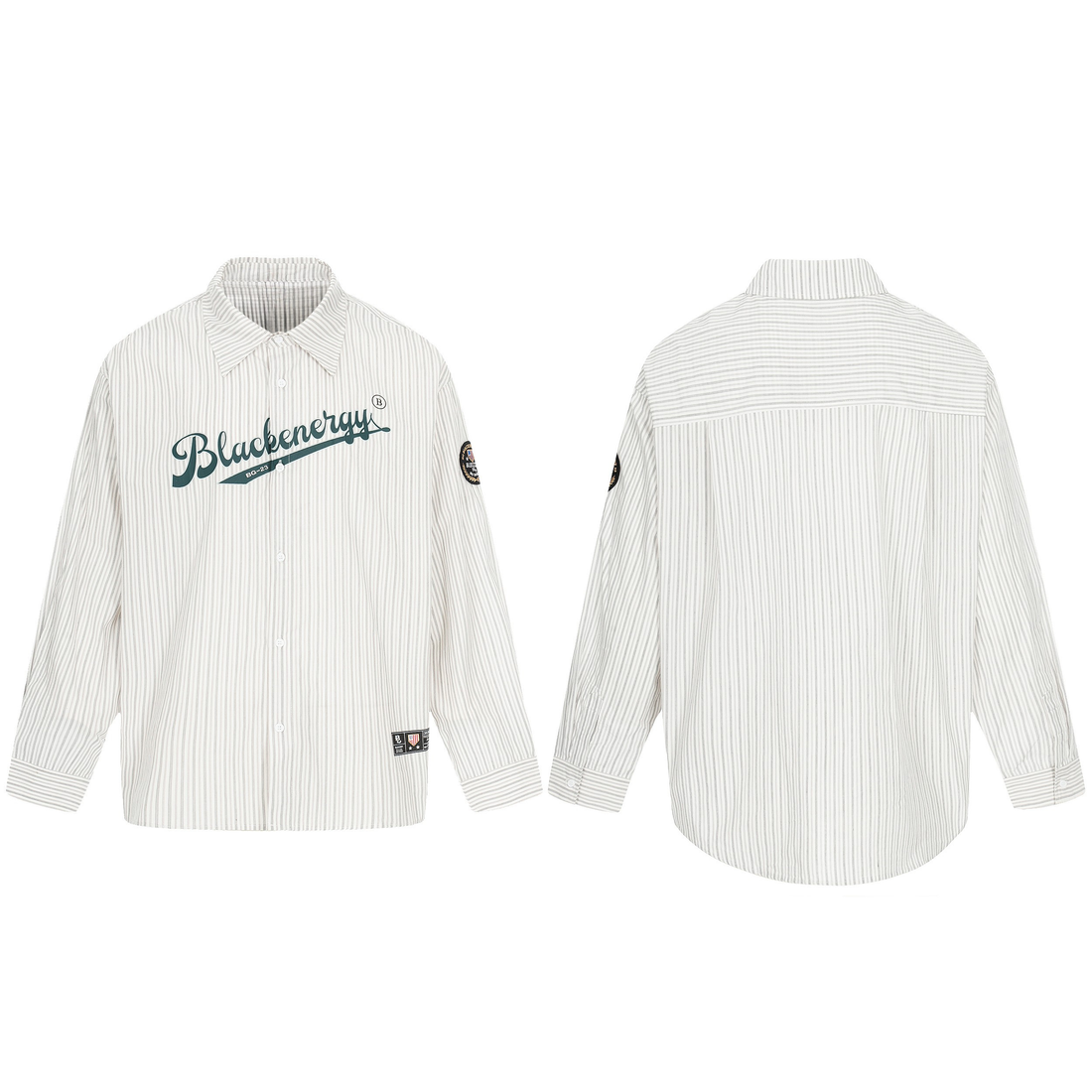 3-6-5.shop Striped Logo Button-Up Shirt