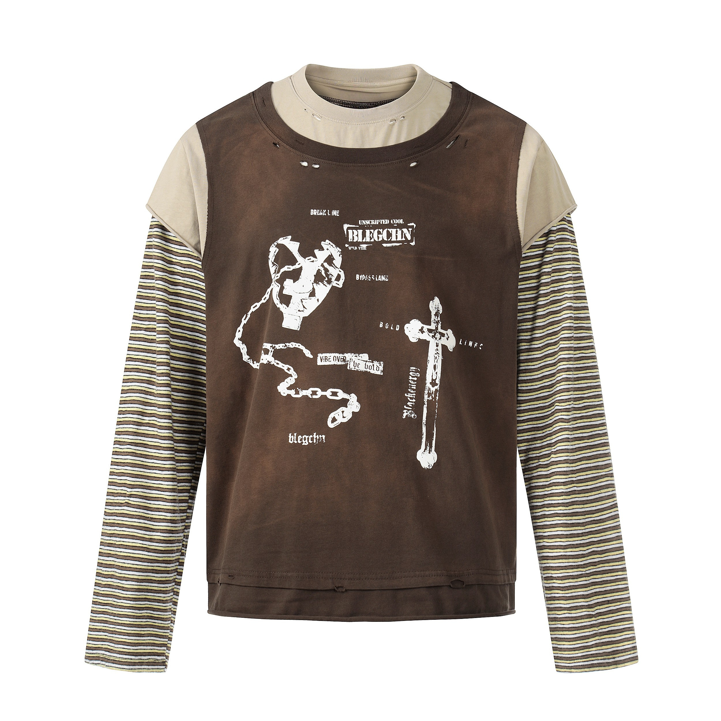 3-6-5.shop Layered Long Sleeve Graphic T-Shirt