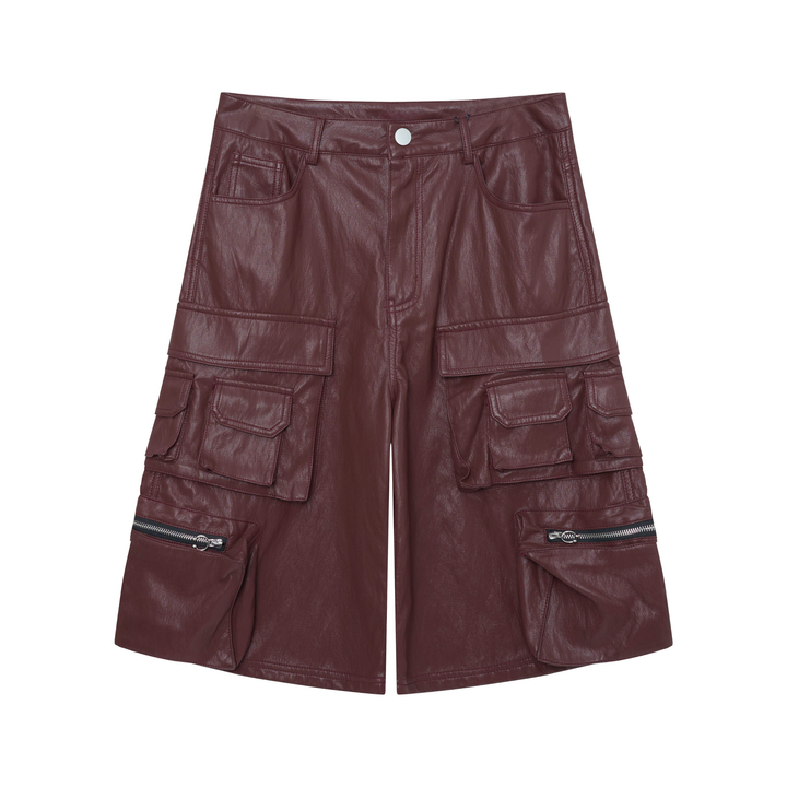 3-6-5.shop Leather Utility Cargo Shorts
