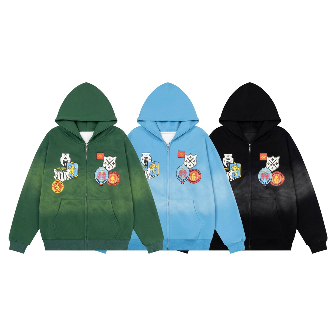 3-6-5.shop Crest Patch Zip-Up Hoodie