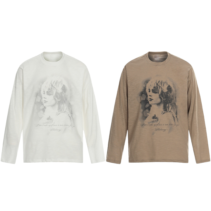 3-6-5.shop Vintage Portrait Graphic Long Sleeve Tee