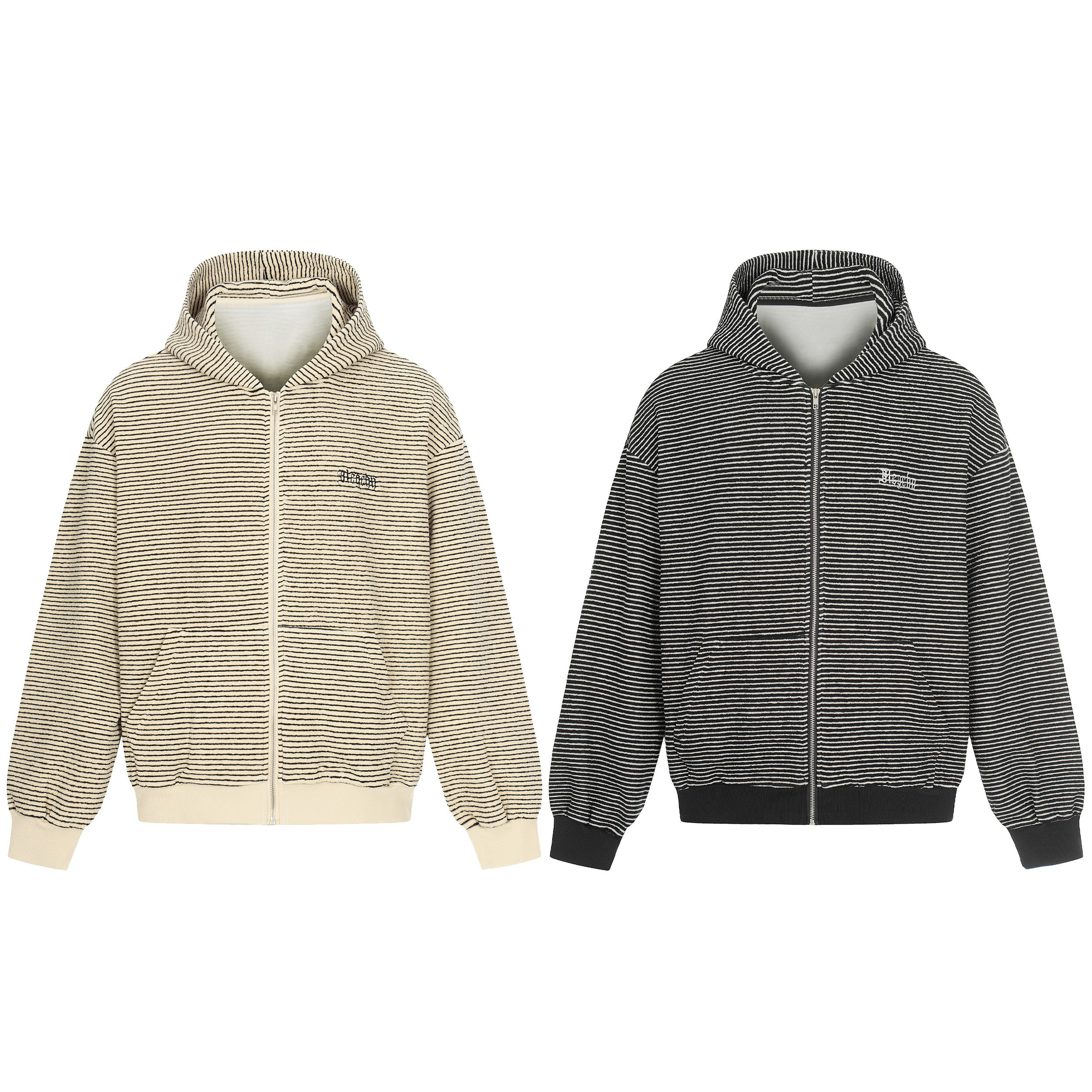 3-6-5.shop Striped Zip Hoodie