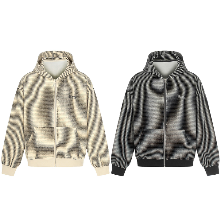 3-6-5.shop Striped Zip Hoodie