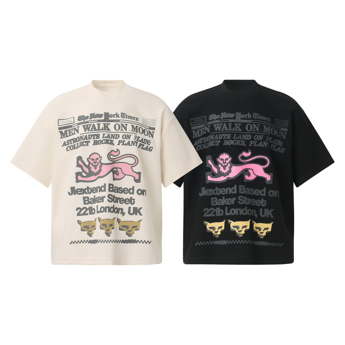 3-6-5.shop Vintage Newspaper Graphic Waffle Tee