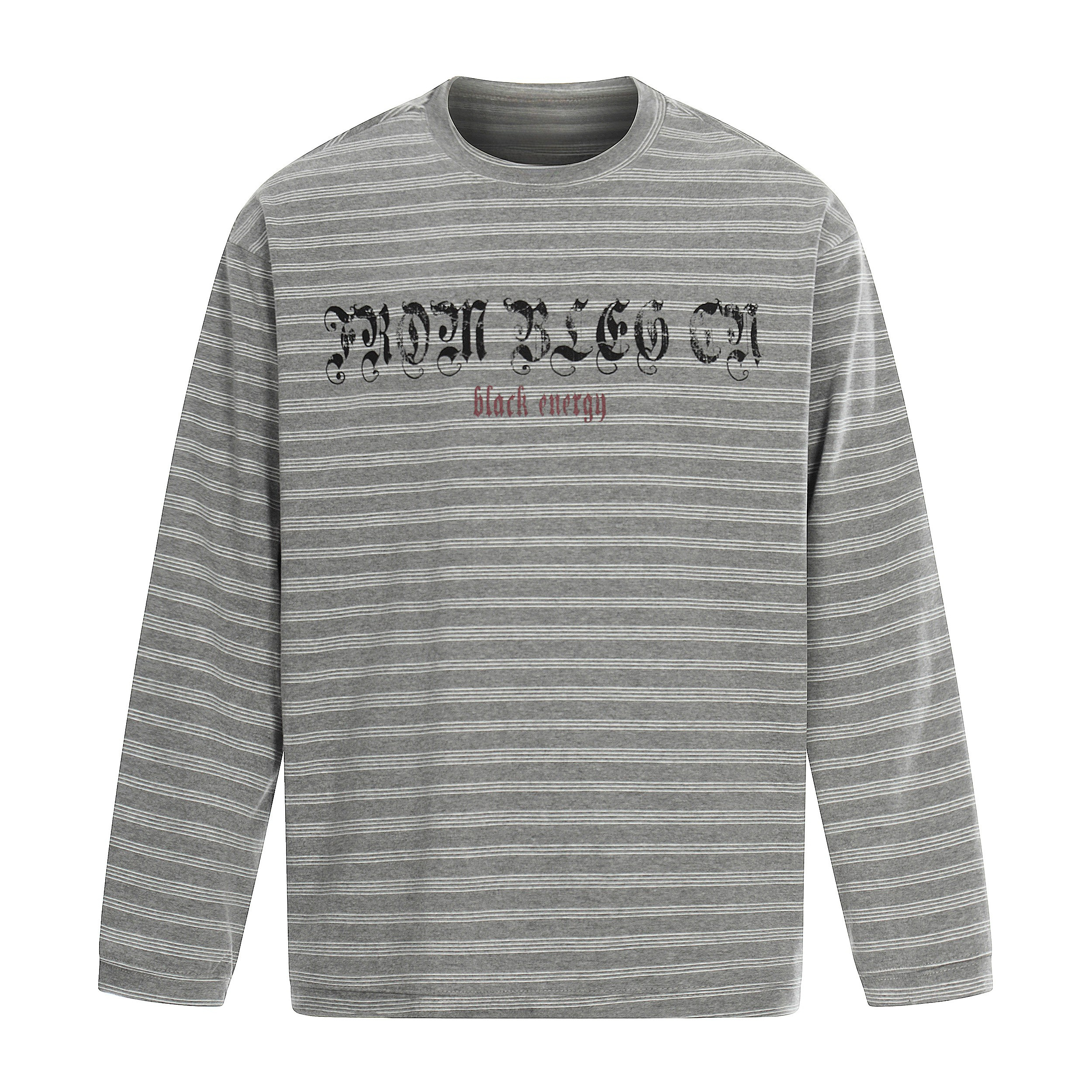 3-6-5.shop Striped Gothic Logo Long Sleeve Tee