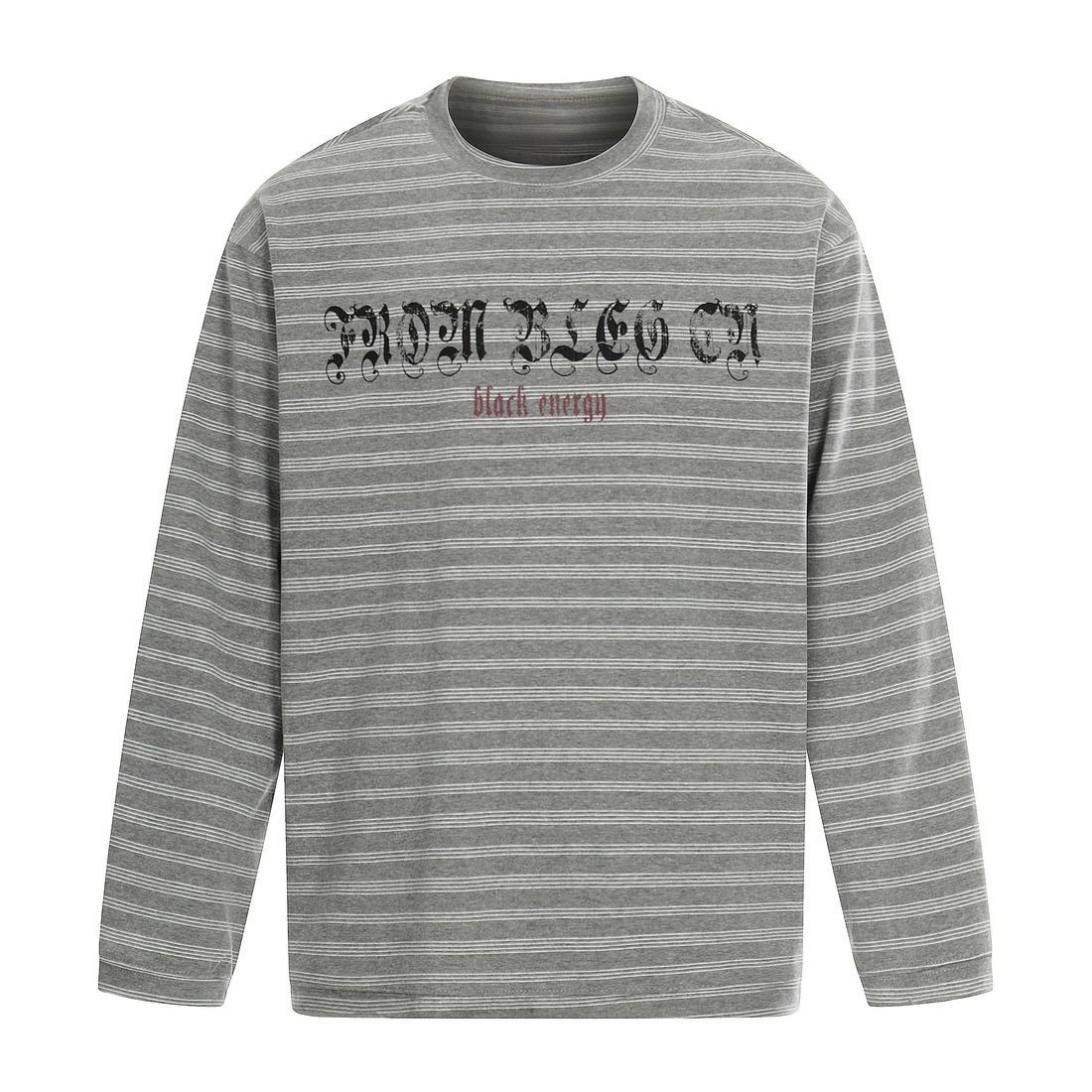 3-6-5.shop Striped Gothic Logo Long Sleeve Tee