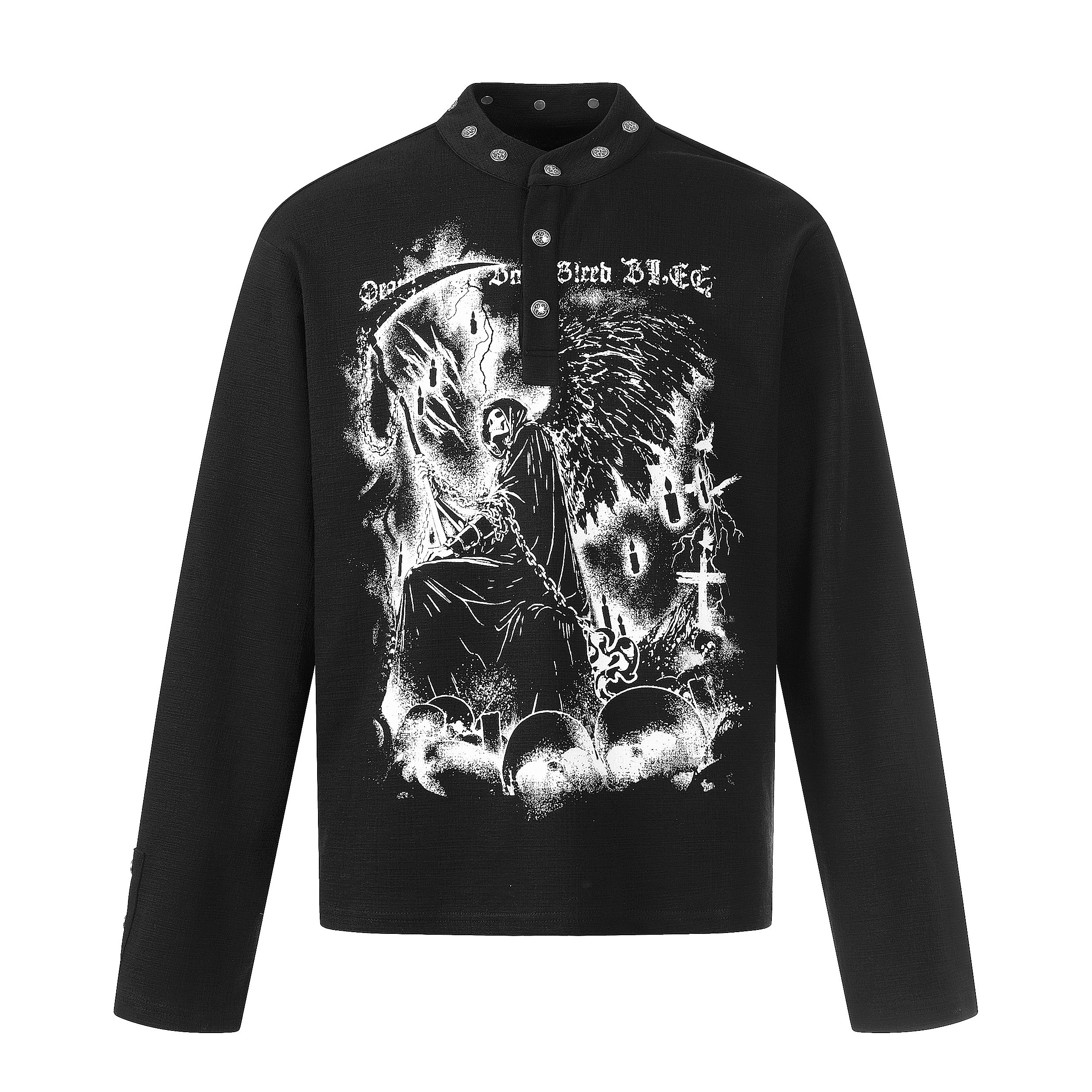 3-6-5.shop Graphic Long Sleeve Henley Shirt