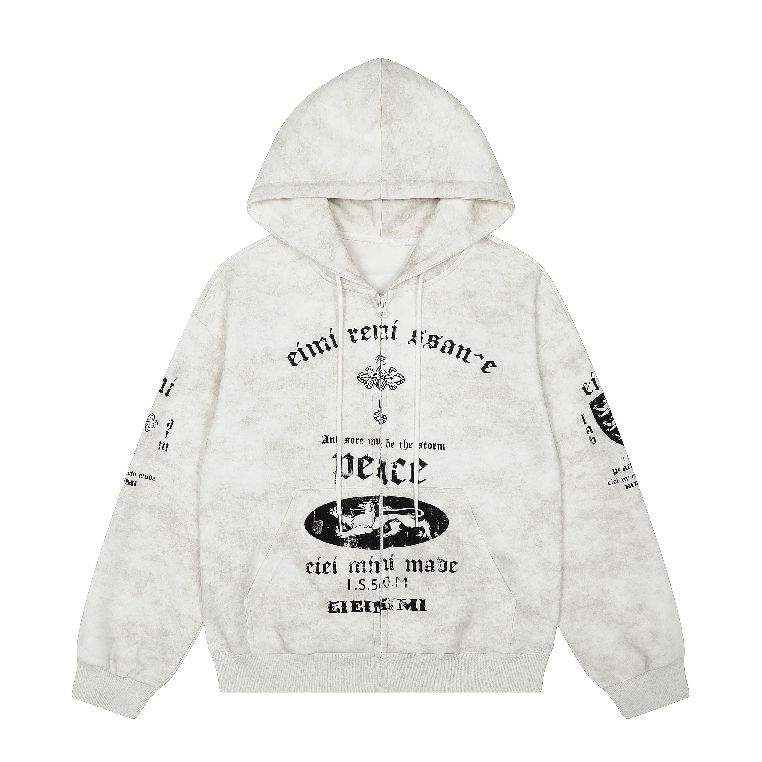 3-6-5.shop Vintage Graphic Zip-Up Hoodie