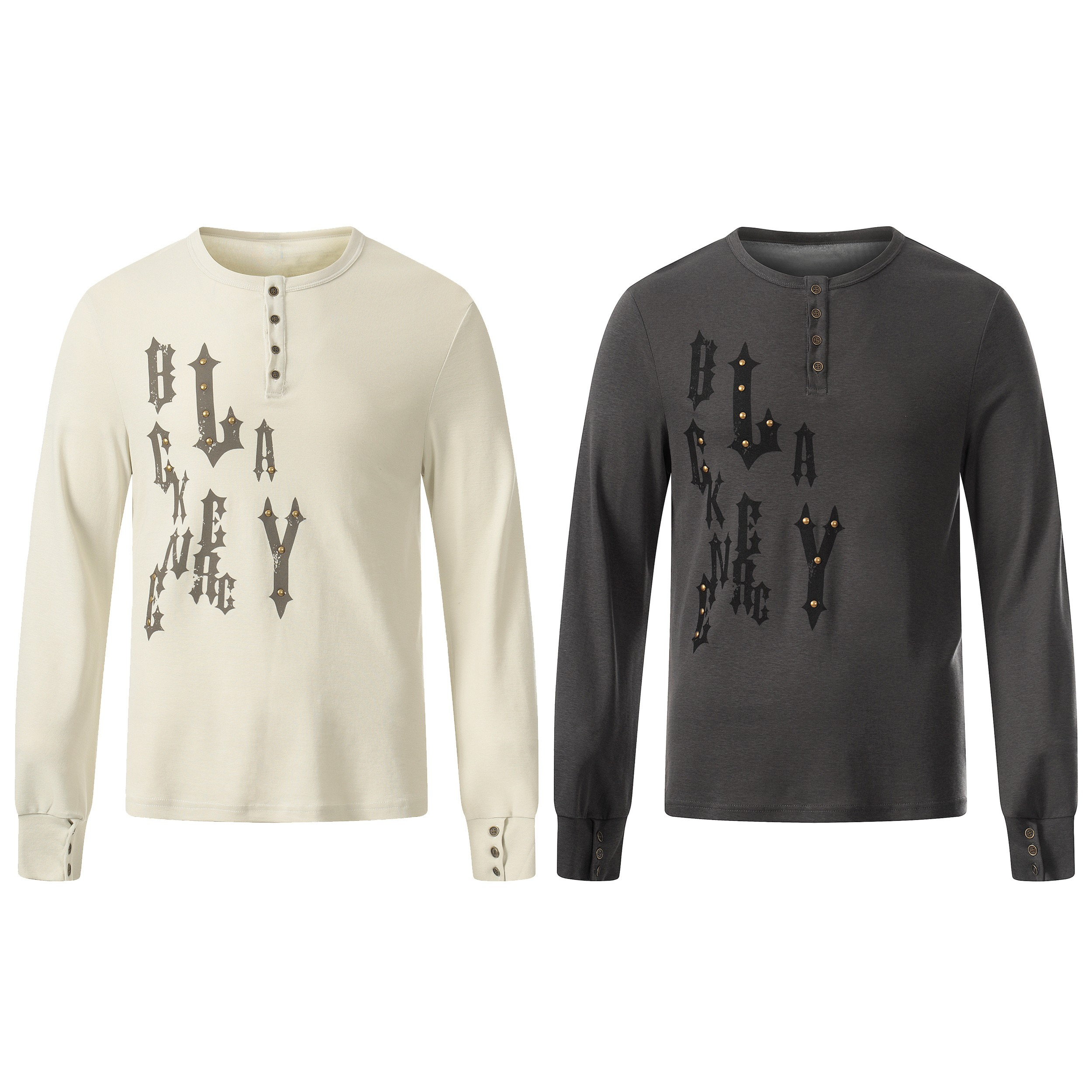 3-6-5.shop Graphic Long Sleeve Henley Tee