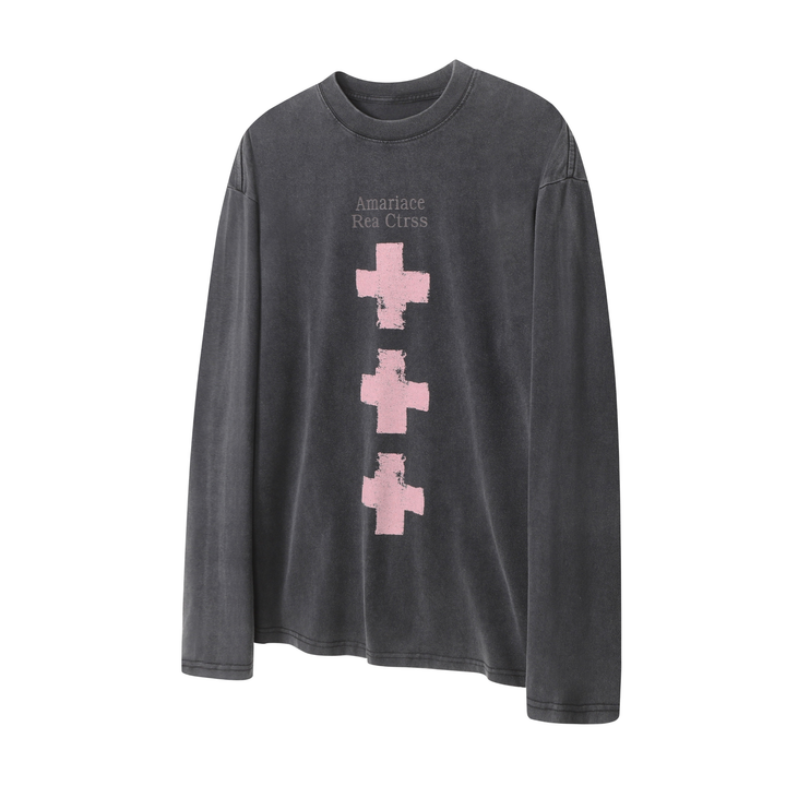 3-6-5.shop Cross Graphic Vintage Long Sleeve Tee