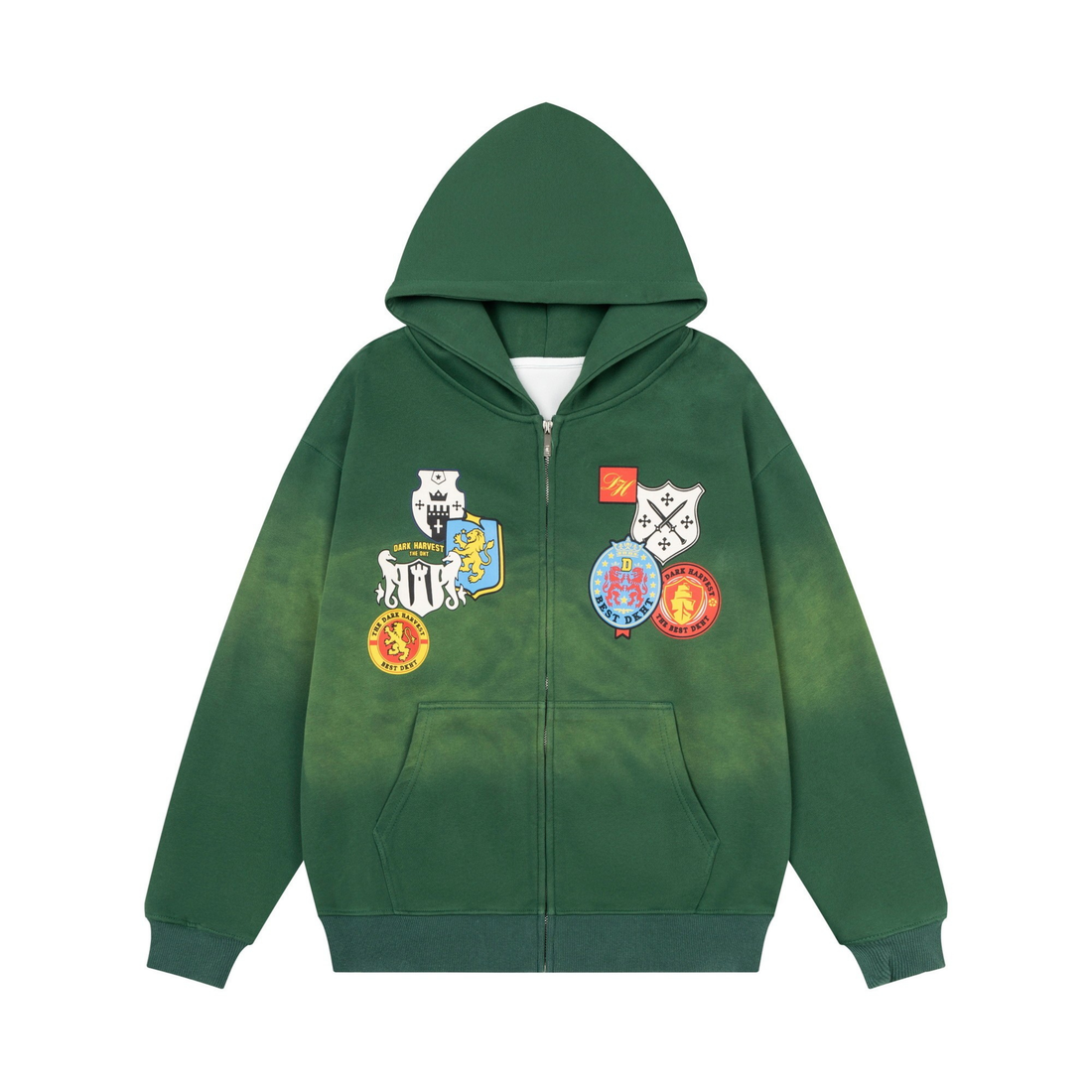 3-6-5.shop Crest Patch Zip-Up Hoodie
