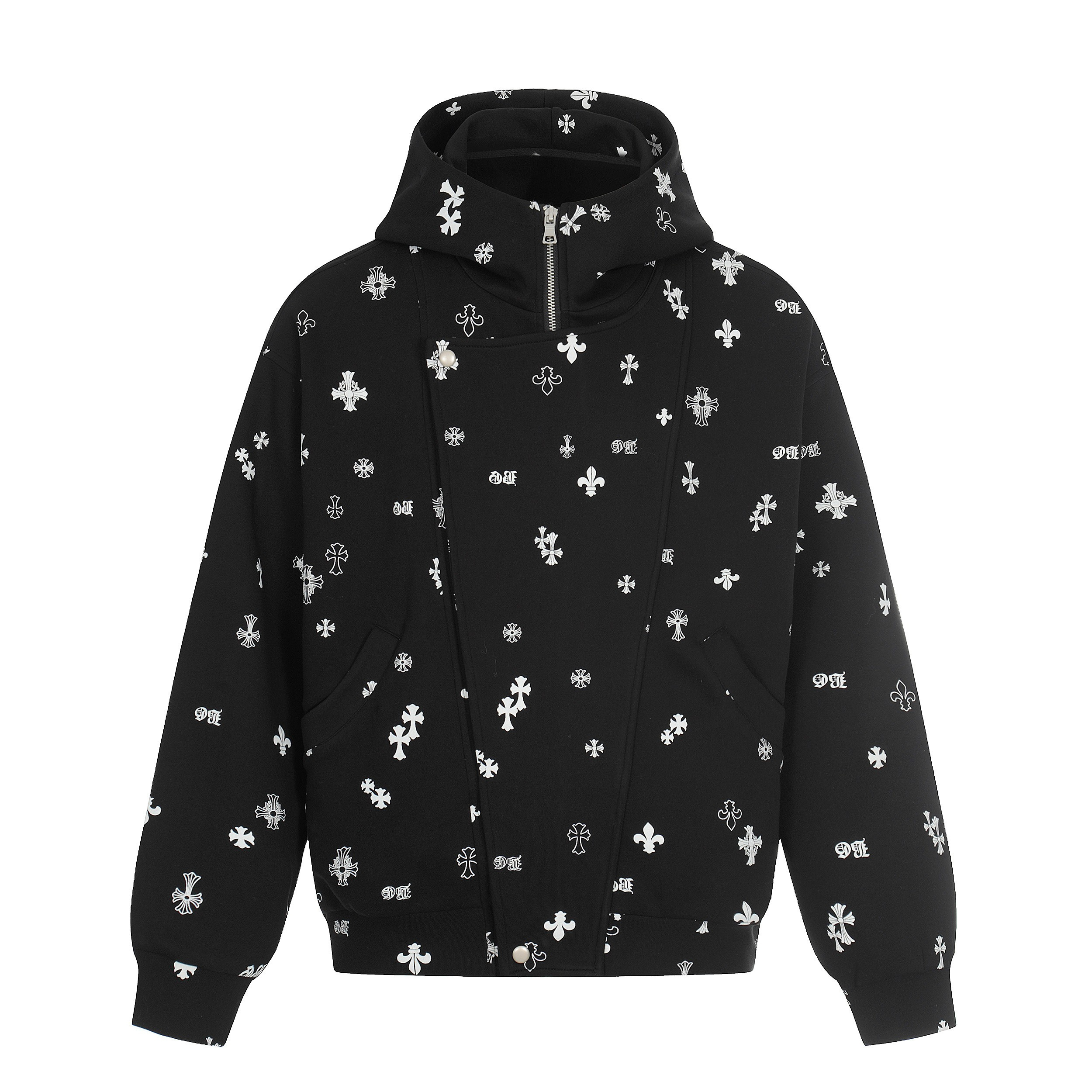 3-6-5.shop All-Over Cross Print Hooded Jacket