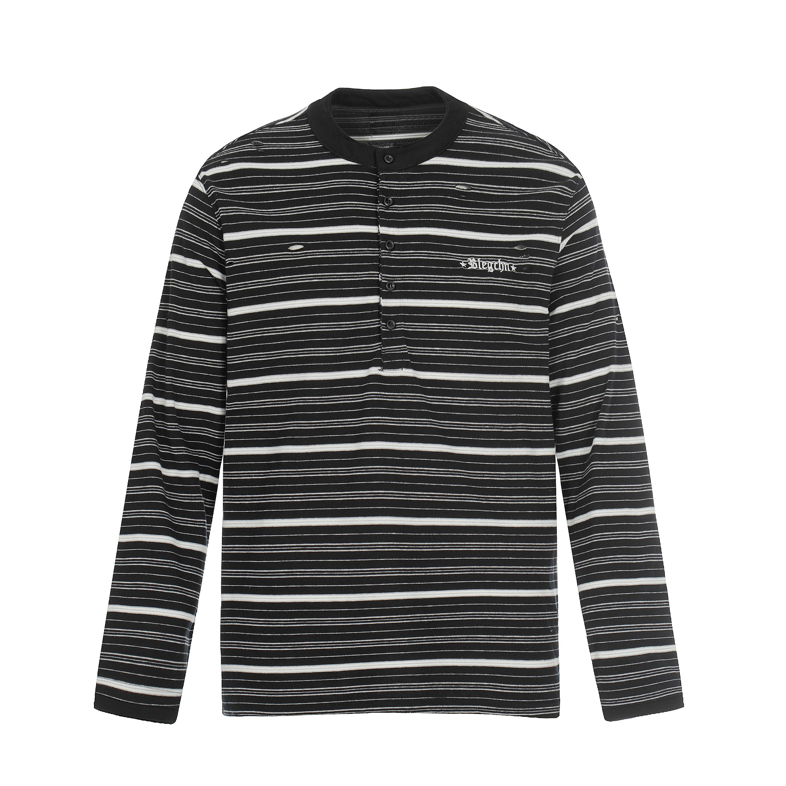 3-6-5.shop Striped Henley Long Sleeve Tee