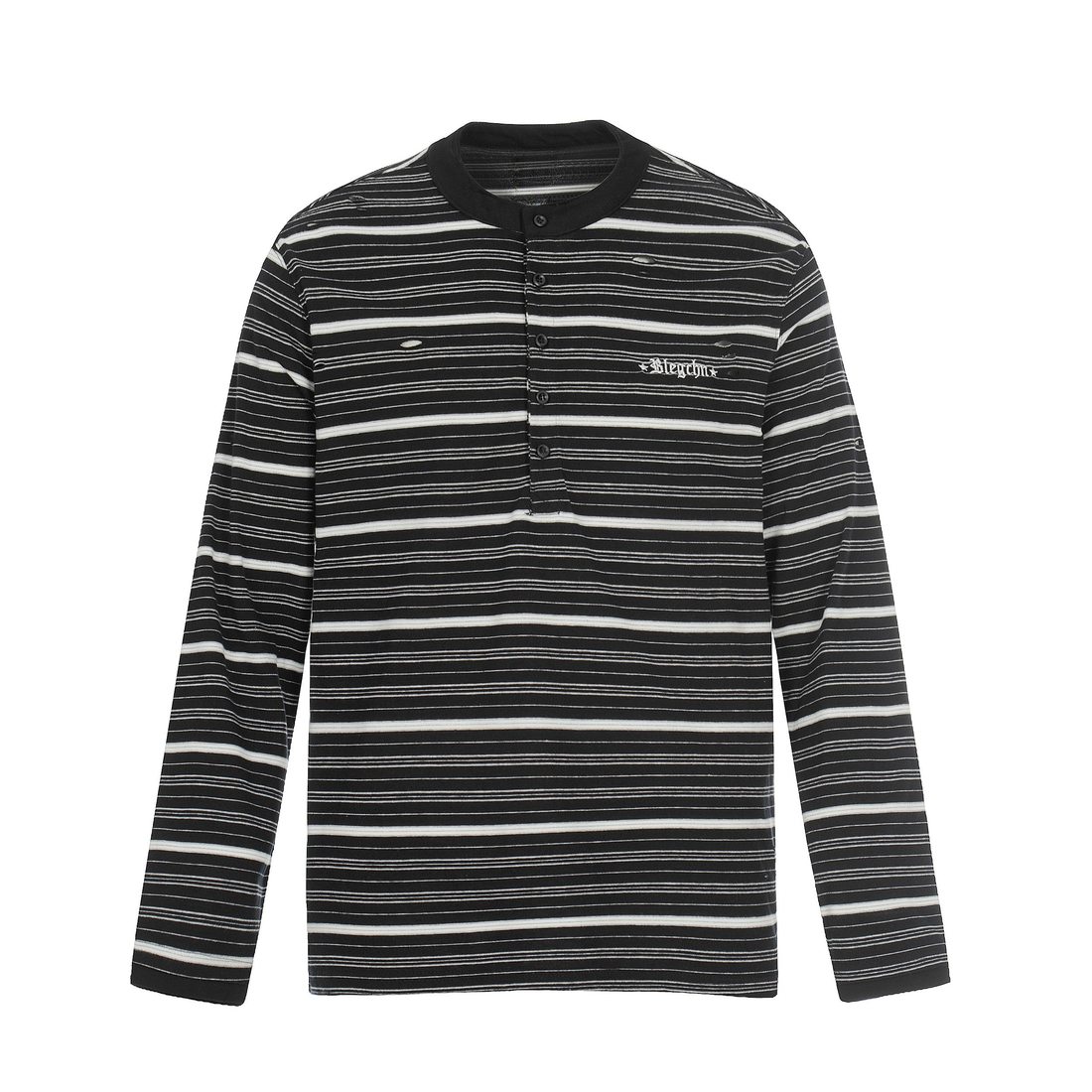 3-6-5.shop Striped Henley Long Sleeve Tee