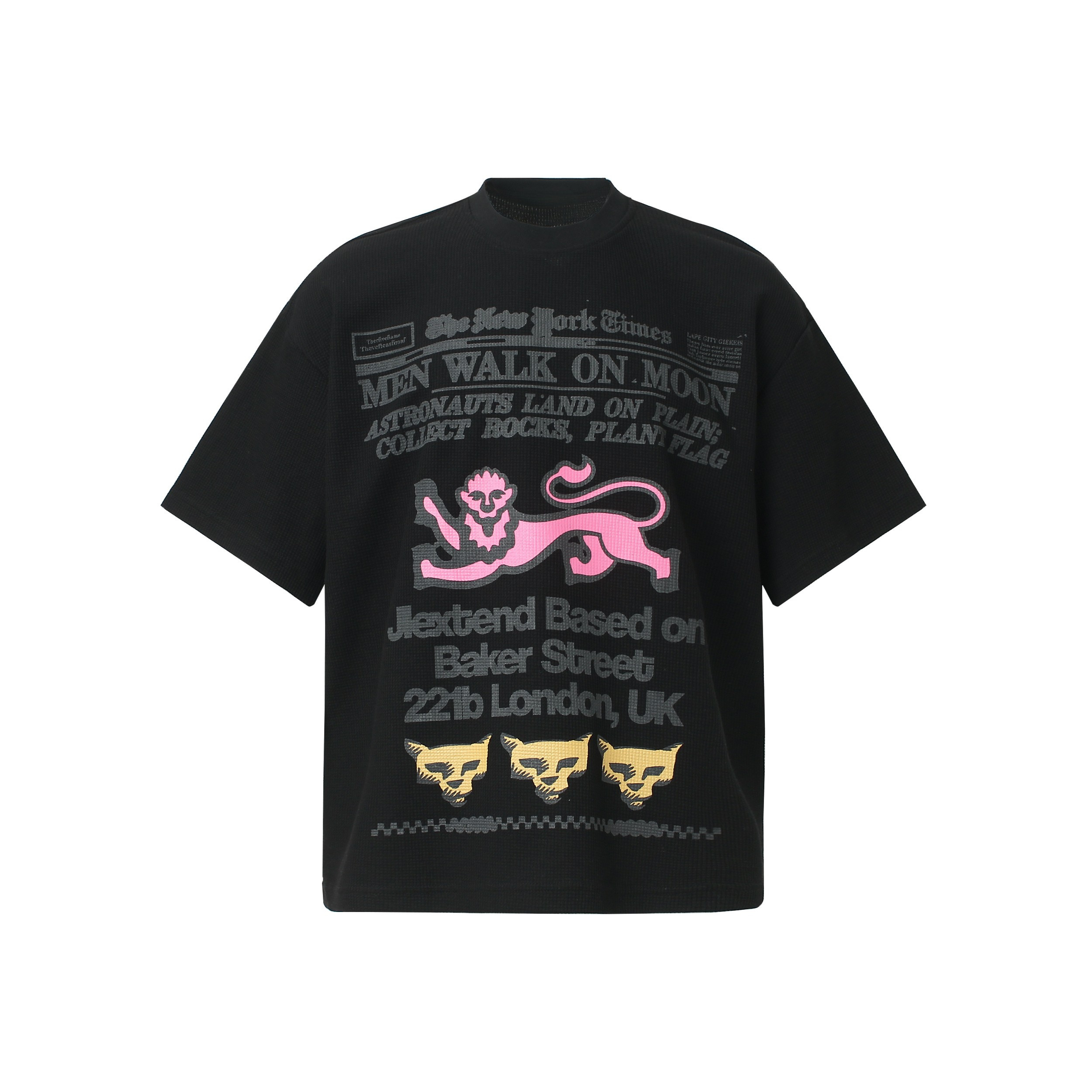 3-6-5.shop Vintage Newspaper Graphic Waffle Tee