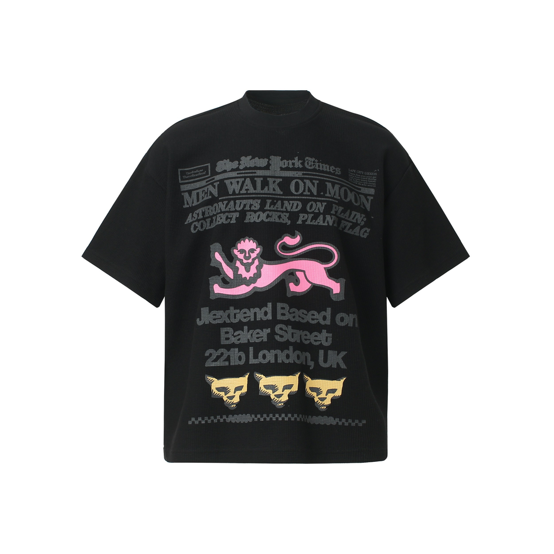 3-6-5.shop Vintage Newspaper Graphic Waffle Tee