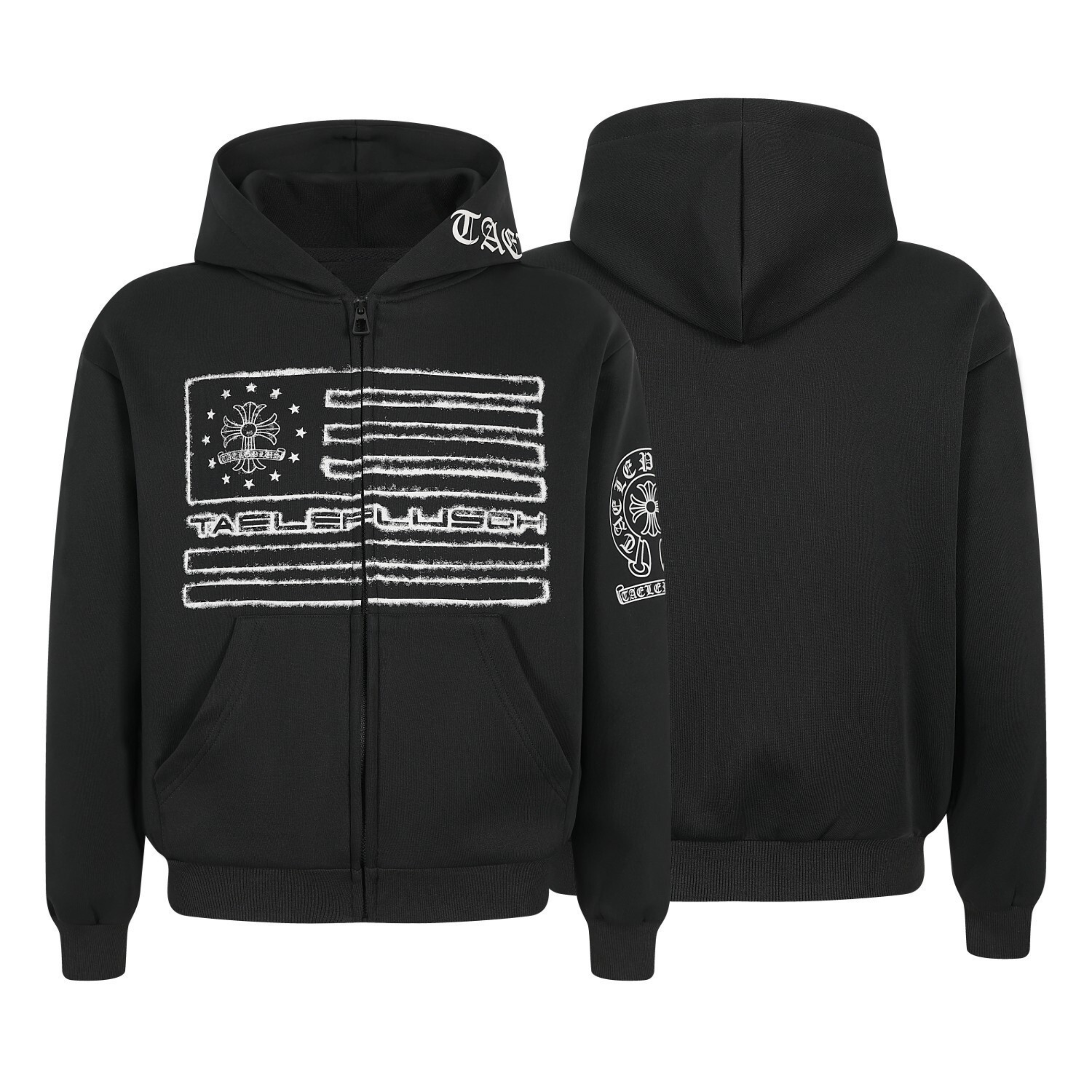 3-6-5.shop Vintage Flag Zip Hoodie